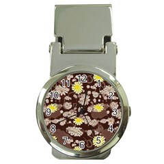 Mid Century Retro Floral 1970s 1960s Pattern 84 Money Clip Watches by violetheavensky