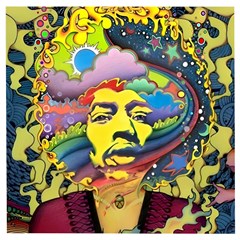 Psychedelic Rock Jimi Hendri Wooden Puzzle Square by Tsamara