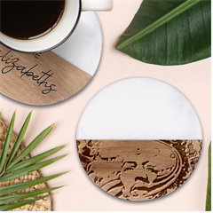Psychedelic Rock Jimi Hendri Classic Marble Wood Coaster (round)  by Tsamara