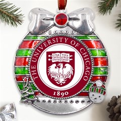 University Of Chicago Metal X mas Ribbon With Red Crystal Round Ornament by avitendut
