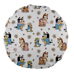 Bluey, Bluey Merch, Bluey Pattern, Bluey Bluey, Bingo, Bluey Design, Bluey Dog Large 18  Premium Flano Round Cushions by avitendut