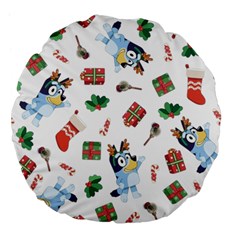 Bluey, Bluey Merch, Bluey Pattern, Bluey Bluey, Bingo, Bluey Design, Bluey Dog Large 18  Premium Flano Round Cushions by avitendut