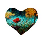 Flowers Detail Painting Nature Standard 16  Premium Flano Heart Shape Cushions Back