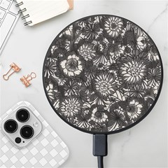 Mid Century Retro Floral 1970s 1960s Pattern 71 Wireless Fast Charger(black) by violetheavensky