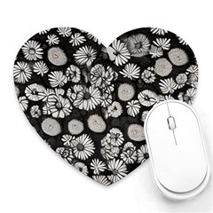 Mid Century Retro Floral 1970s 1960s Pattern 86 Heart Mousepad by violetheavensky