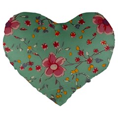 Mid Century Retro Floral 1970s 1960s Pattern 79 Large 19  Premium Flano Heart Shape Cushions by violetheavensky