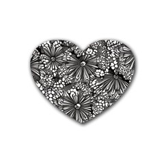 Mid Century Retro Floral 1970s 1960s Pattern 73 Rubber Heart Coaster (4 Pack) by violetheavensky