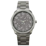 Mid Century Retro Floral 1970s 1960s Pattern 85 Sport Metal Watch Front