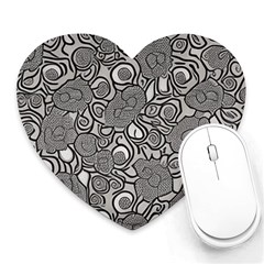 Mid Century Retro Floral 1970s 1960s Pattern 85 Heart Mousepad by violetheavensky