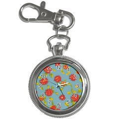 Mid Century Retro Floral 1970s 1960s Pattern 78 Key Chain Watches by violetheavensky