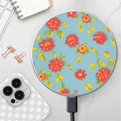Mid Century Retro Floral 1970s 1960s Pattern 78 Wireless Fast Charger(white) by violetheavensky