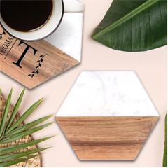 Mid Century Retro Floral 1970s 1960s Pattern 78 Marble Wood Coaster (hexagon)  by violetheavensky
