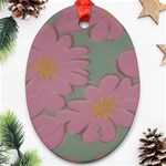 Mid Century Retro Floral 1970s 1960s Pattern 80 Ornament (Oval) Front