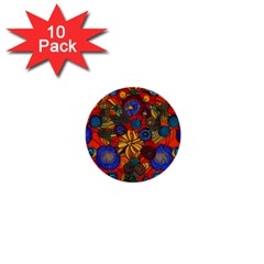 Mid Century Retro Floral 1970s 1960s Pattern 69 1  Mini Buttons (10 Pack)  by violetheavensky