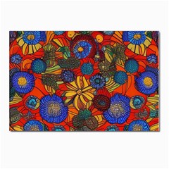 Mid Century Retro Floral 1970s 1960s Pattern 69 Postcards 5  X 7  (pkg Of 10) by violetheavensky