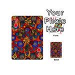 Mid Century Retro Floral 1970s 1960s Pattern 69 Playing Cards 54 Designs (Mini) Front - Heart7