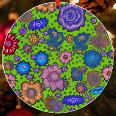 Mid Century Retro Floral 1970s 1960s Pattern 59 Uv Print Acrylic Ornament Round by violetheavensky