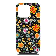 Mid Century Retro Floral 1970s 1960s Pattern 57 Iphone 16 Pro Max Black Uv Print Pc Hardshell Case by violetheavensky