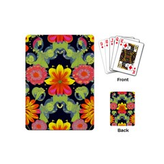 Mid Century Retro Floral 1970s 1960s Pattern 54 Playing Cards Single Design (mini) by violetheavensky