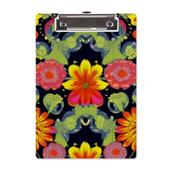 Mid Century Retro Floral 1970s 1960s Pattern 54 A5 Acrylic Clipboard by violetheavensky
