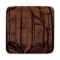 Nature Outdoors Night Trees Scene Forest Woods Light Moonlight Wilderness Stars Square Wood Guitar Pick Holder Case And Picks Set by Posterlux