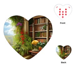 Room Interior Library Books Bookshelves Reading Literature Study Fiction Old Manor Book Nook Reading Playing Cards Single Design (heart) by Posterlux