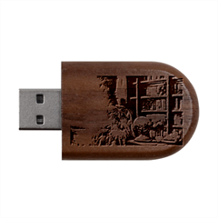 Room Interior Library Books Bookshelves Reading Literature Study Fiction Old Manor Book Nook Reading Wood Oval Usb Flash Drive by Posterlux