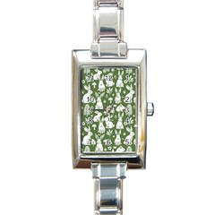 Easter Bunny Pattern Rectangle Italian Charm Watch by Valentinaart