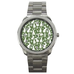 Easter Bunny Pattern Sport Metal Watch by Valentinaart