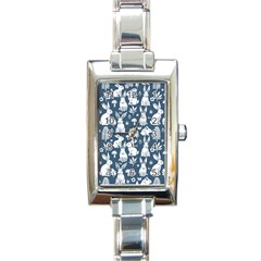 Easter Bunny Pattern Rectangle Italian Charm Watch by Valentinaart
