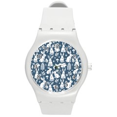 Easter Bunny Pattern Round Plastic Sport Watch (m) by Valentinaart