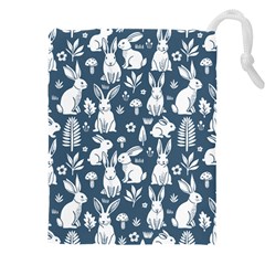 Easter Bunny Pattern Drawstring Pouch (4xl) by Valentinaart