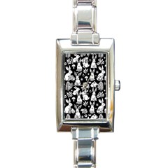 Easter Bunny Pattern Rectangle Italian Charm Watch by Valentinaart