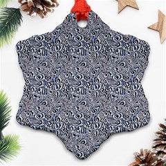 Blue Black Snake Pattern Snowflake Ornament (two Sides) by DinkovaArt