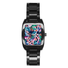 Hawaiian Flowers Hawaii Stainless Steel Barrel Watch by Cemarart