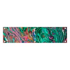 Green Pour Banner And Sign 4  X 1  by kaleidomarblingart