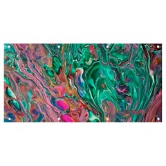 Green Pour Banner And Sign 8  X 4  by kaleidomarblingart