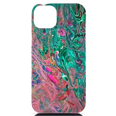 Green Pour Iphone 14 Plus Black Uv Print Pc Hardshell Case by kaleidomarblingart