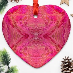 Pink Pour  Heart Ornament (two Sides) by kaleidomarblingart