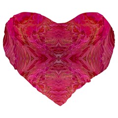 Pink Pour  Large 19  Premium Heart Shape Cushions by kaleidomarblingart