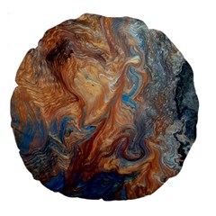 Blue Flow Large 18  Premium Round Cushions by kaleidomarblingart